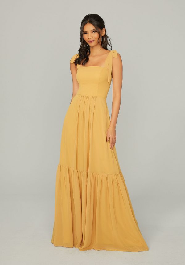 Morilee Tied Strap Chiffon Bridesmaid Dress Style #21753