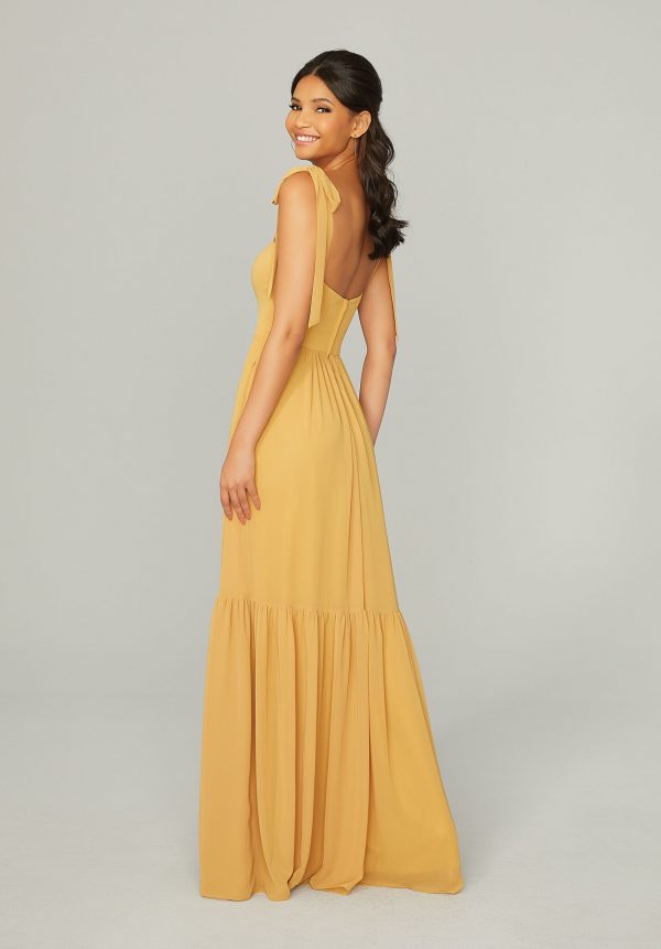 Morilee Tied Strap Chiffon Bridesmaid Dress Style #21753 - Image 2